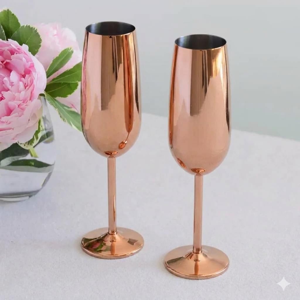 Champagne Flute Wine Glass Stainless Steel Goblets 250 ml