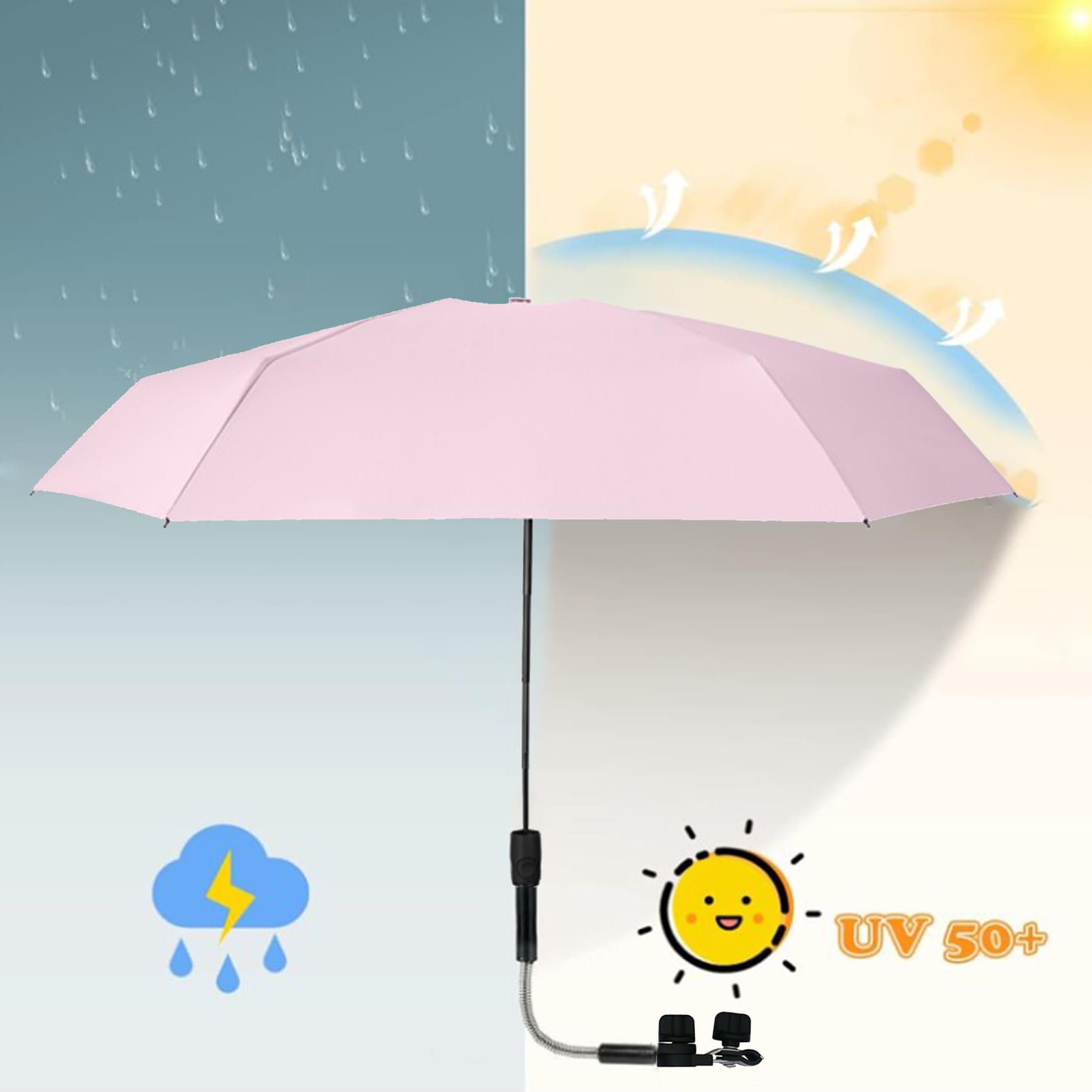 Parasol de poussette pour bébé - Protection UV - UPF 50+ - Réglable à 360