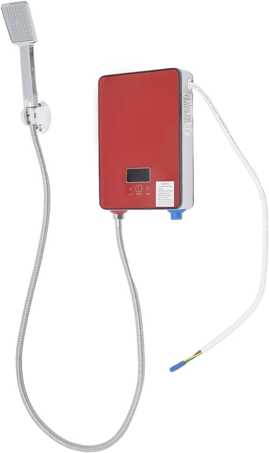 Close-up of SHZICMY Tankless Water Heater LED display and controls