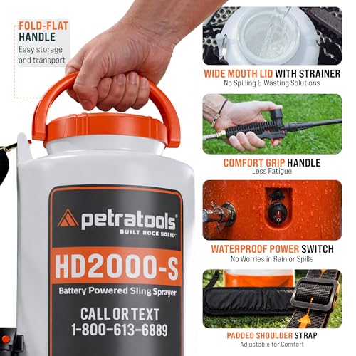 PetraTools Battery Powered Sprayer 2 Gallon - HD2000-S - Heavy Duty Electric Sprayer for Lawn and Garden Weed/Pest Control, Watering - with Battery, Charger & 2 Nozzles (2 Gallon) by Petra - Image 7