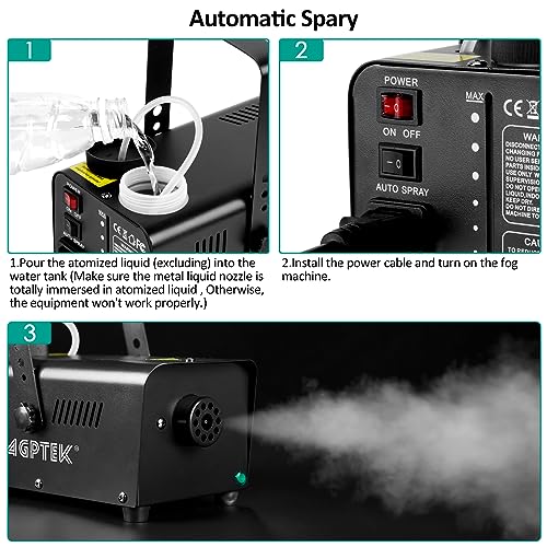 Image of AGPTEK Fog Machine, 500W 2000CFM Smoke Machine, Auto Mode,Wireless Remote | Automatic Spray, Halloween Christmas Wedding, DJ Stage Show Party, Portable, Fast Heat-up, Fogger, Event Atmosphere