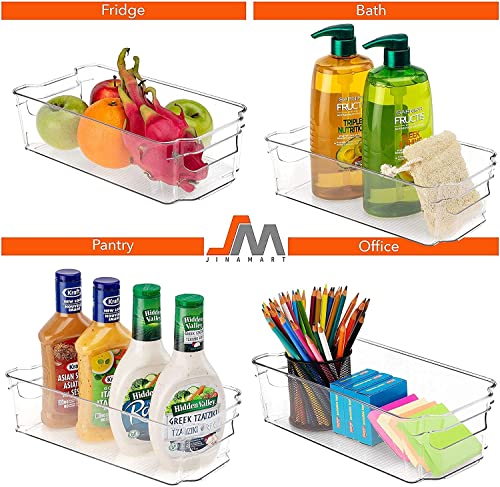 Image of Snazzy Refrigerator Organizer Bins - 6pcs Clear Plastic Bins For Fridge, Freezer, Kitchen Cabinet, Pantry Organization and Storage, BPA Free Fridge Organizer, 12.5 inch Long-Medium