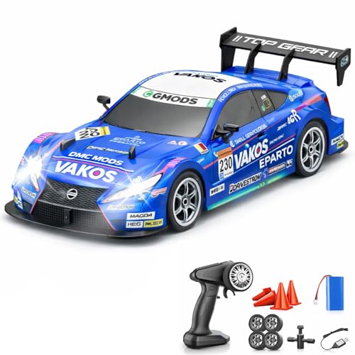 Image of Big Remote Control Car - Blue | 2.4G Rechargeable Drift Car with 150m Range | Smoke Effect, Neon Lights & Music | Best Gift for Boys & Girls 2 3 4 5 6 7 8+ Years