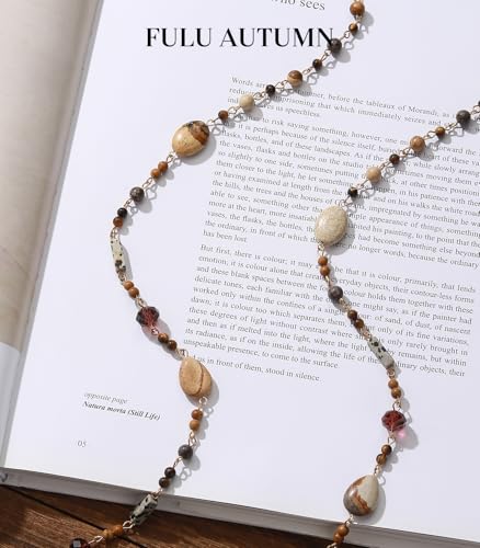 FULU AUTUMN Beaded Long Necklaces for Women Dainty Natural Stone Bead Long Necklace Birthday Gifts for Women Boho Costume Jewelry2