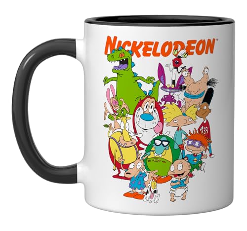Taza cerámica Nickelodeon personajes 90s negro/blanco miniatura 1
