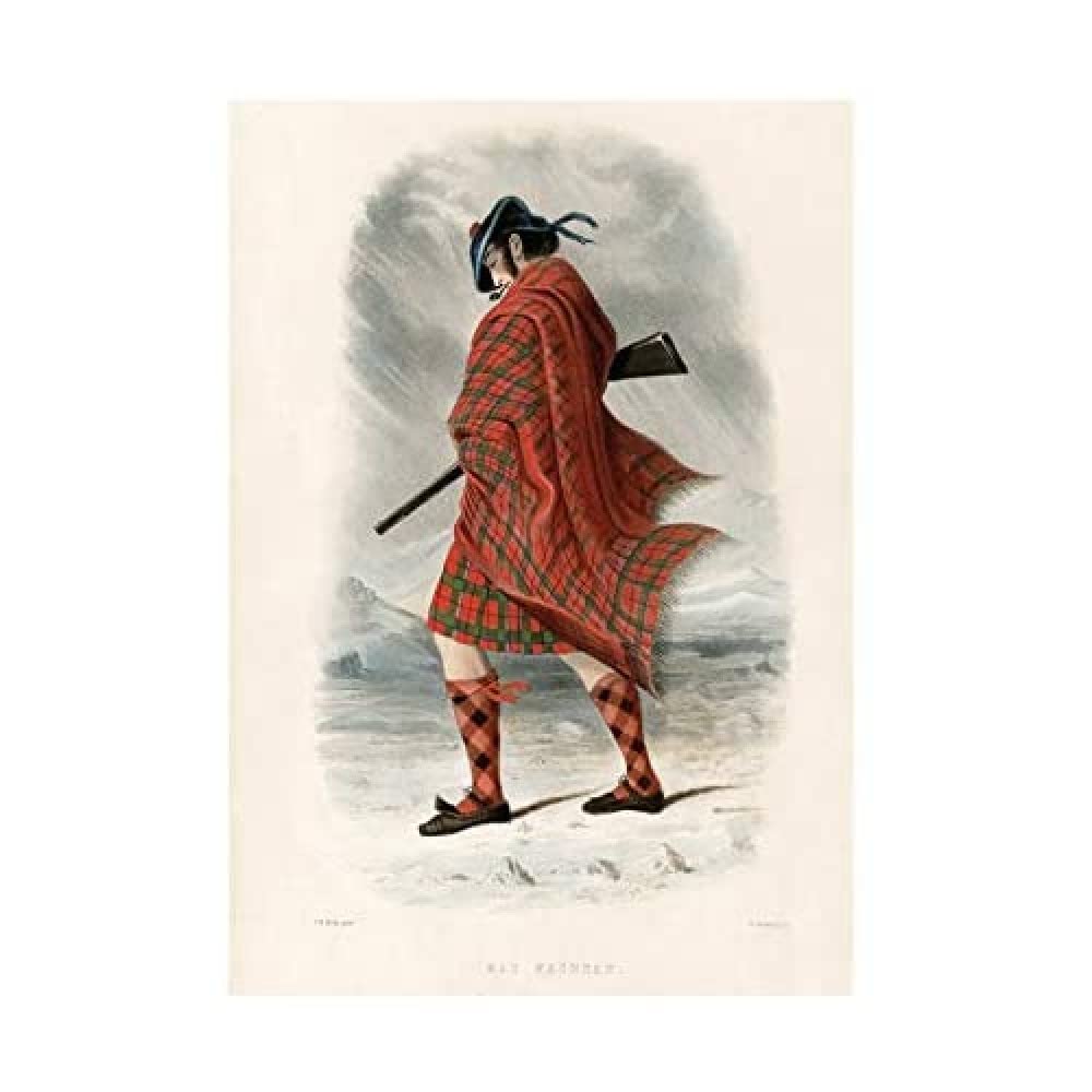 Wee Blue Coo Highland Clan Scotland Tartan Macnaughton Macnachten Wall Art Print