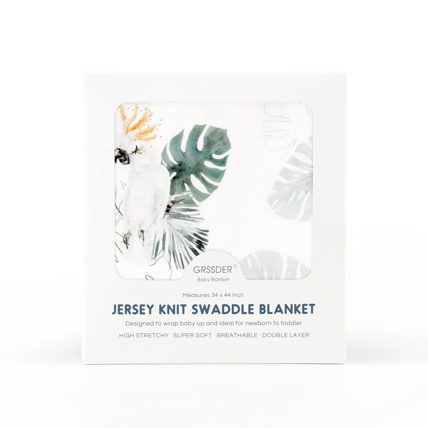 1 Baby Blankets Super Soft Jersey Knit Swaddle Blanket for Baby Girls and Boys, Double Layer Receiving Blankets 34 x 44 Inches Extra Large for Baby Show Gift,Watercolor Animals, Mint Green