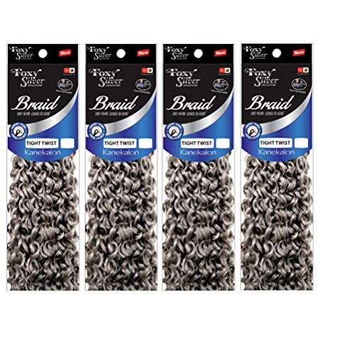 Foxy Silver (Foxy Braid - Tight Twist 12 Inch - 4 Packs) - Synthetic Crochet Braiding Hair in 34