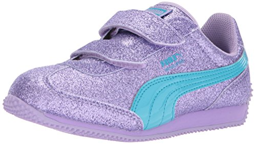 PUMA Girls' Whirlwind Glitz V Kids Sneaker, Purple Rose-Blue Atoll, 8 M US Toddler