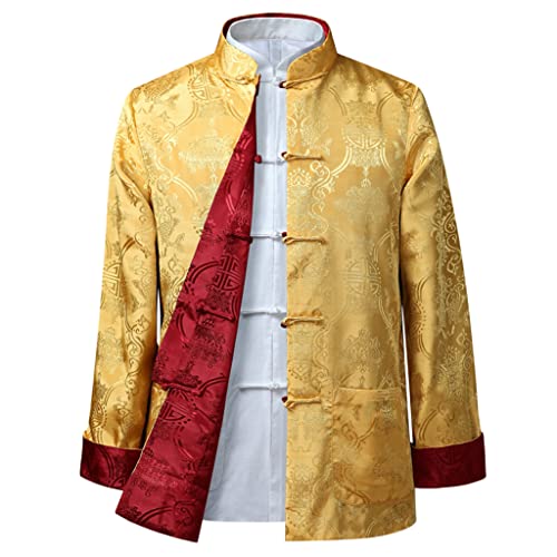 Men Tang Suit Reversible Jacket Chinese Traditional Clothes Kung Fu Shirt Uniform Long Sleeved