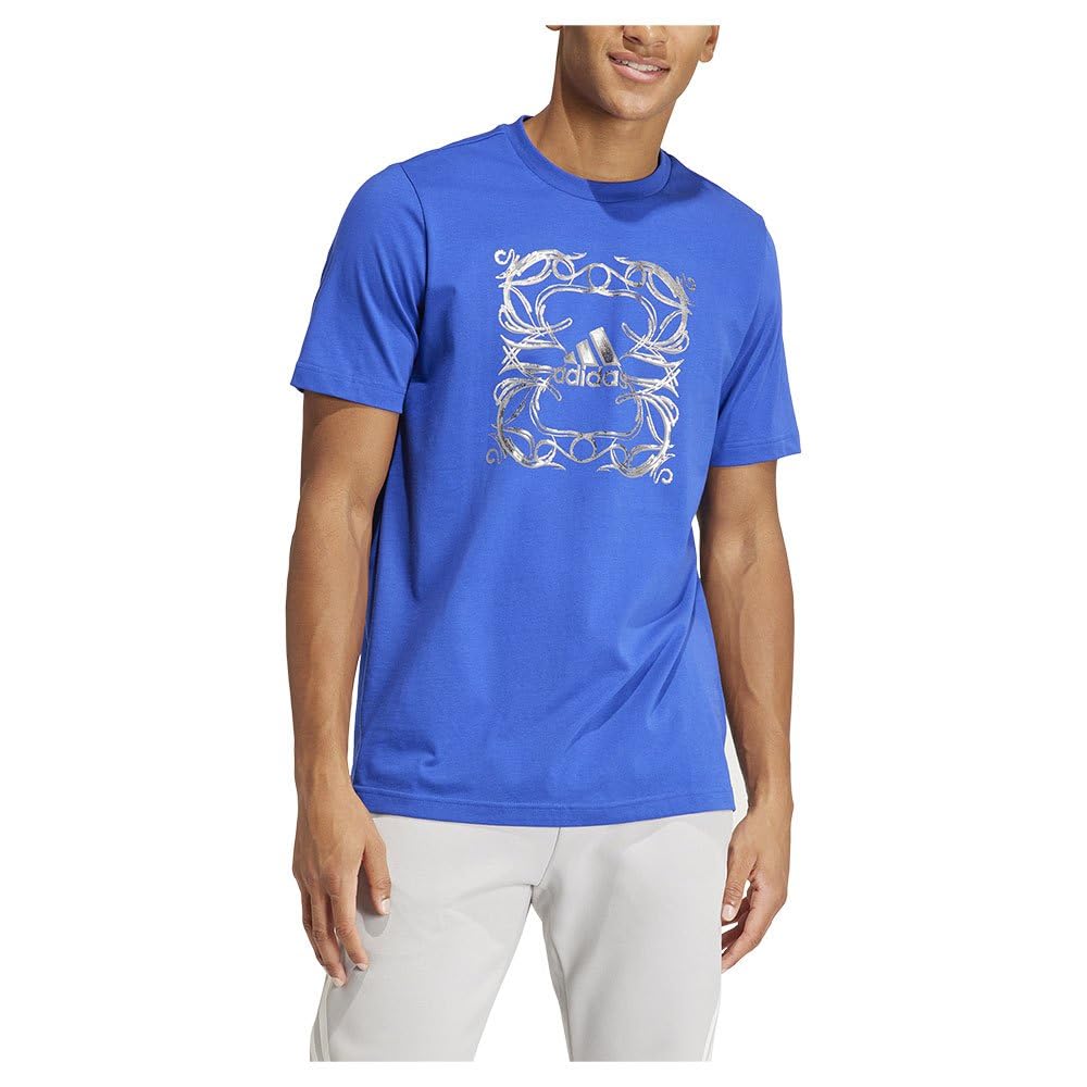 adidas Men's Metallic Graphic Tee, semi Lucid Blue, M