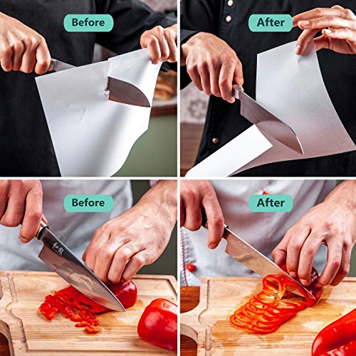 Knife Sharpening Stone Set Whetstone Kit 4 Grit 400/1000 3000/8000 Sharpening and Honing Waterstone Best Wet Stone Sharpener for Chefs Kitchen Knives Anti-slip Bamboo Base and Flattening Stone - Thumbnail 7