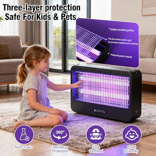 Electric Bug Zapper Indoor, Mosquito Zapper with 3500V Powerful Dual Grid & Remote, Fly Za - image 6