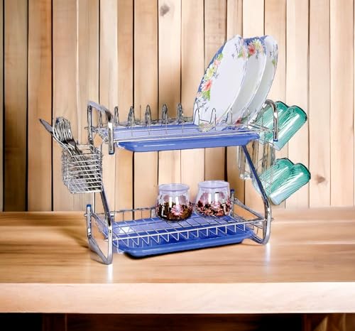 Image of AMOL Premium Stainless Steel Dish Rack | Utensils Holder | Vessels Stand | Kitchen Organizer | Drainboard Stand | Glass Hanger | Cutlery Holder | Plate Drainer | Kitchen Rack | Utensils Rack