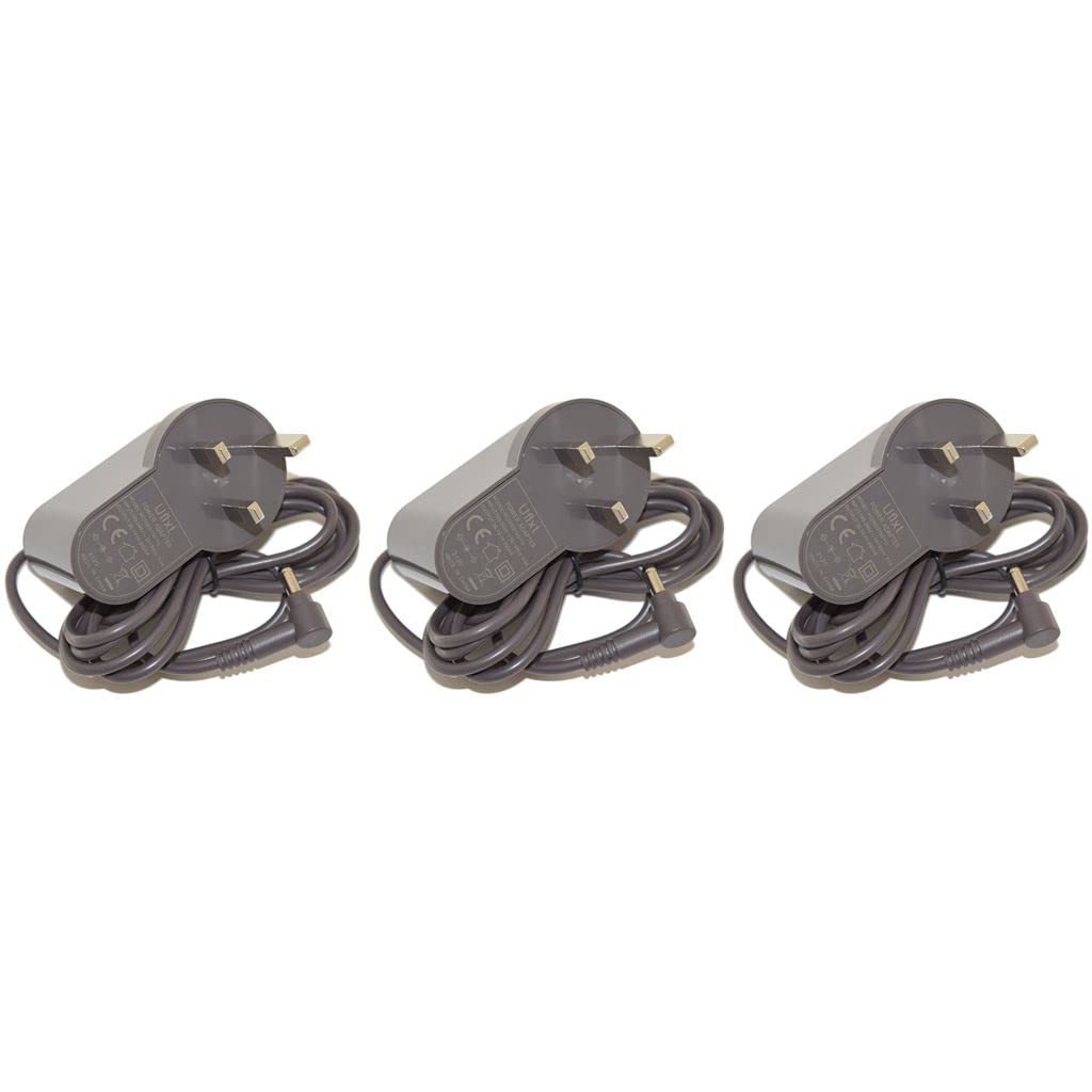 Vacuum Cleaner Battery Charger 3 Pin UK Mains Lead Pack of 3 compatible with Dyson V6 V7 V8 SV05 SV06 SV09