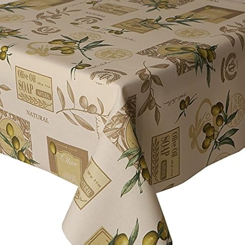 Acrylic Coated Tablecloth Green Olives 1.5 Metres Cover