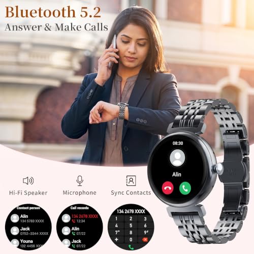 Image of Shyenah DM70: A Distinctive Blend of Tradition and Technology, 1.04 inch Compact AMOLED with Heartrate, BloodOxygen, Female Health, Voice Assistant, HD Bluetooth Calling, Password Protection (Golden)