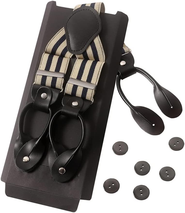 Leather Suspenders Men Button Pant Braces Male Wedding Unisex Wear