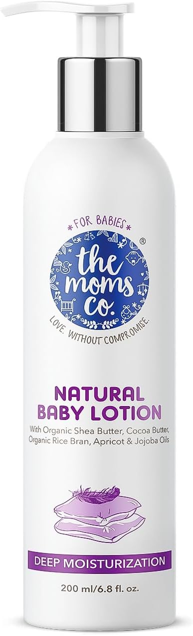 The Moms Co Natural Baby Lotion, Enriched with Organic Shea Butter & Vitamin E | No Dimethicone & Long Lasting Moisturization | Dermatologically Tested, No Toxins & Allergens - 200 ML