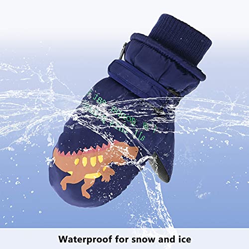 American Trends Toddler Winter Mittens Waterproof Boy Ski Gloves Warm Fleece Snow Mitten For Baby Boy Girl Cold Weather Whale Grey M thumb #2