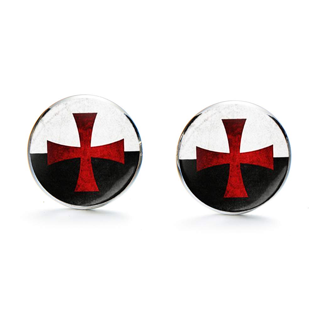 ailitaitiMasonic Knights Templar Seal Cufflinks Crusaders Solomons Temple Art Pattern Glass Round Cuff Links Men Shirt Accessories