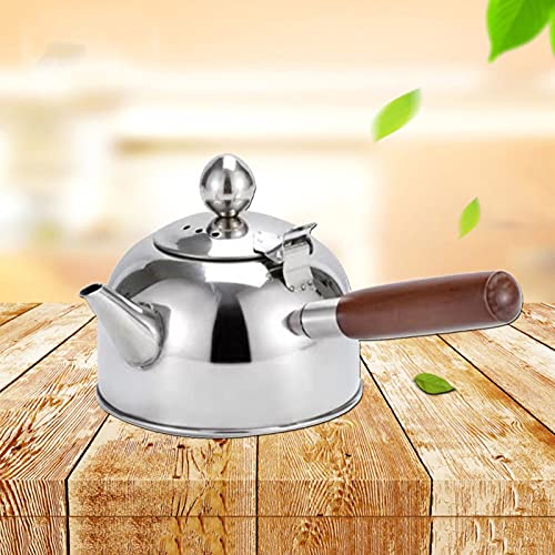 SBCGFY Tetera de Acero Inoxidable de 680 ml con asa Lateral de Madera, Ideal para Preparar café, hervir Agua y Usar en Cualquier Estufa.(Oro Rosa)