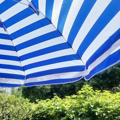 Parasol para terraza azul de 190 cm portátil y a rayas. 3