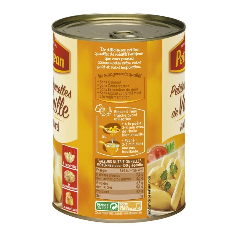 Délices de Poulet: Quenelles de Volaille Naturelles PETITJEAN - Boite 255g Authentique savoir-faire français - Idéal pour repas rapides et gourmands - Le Lot De 4