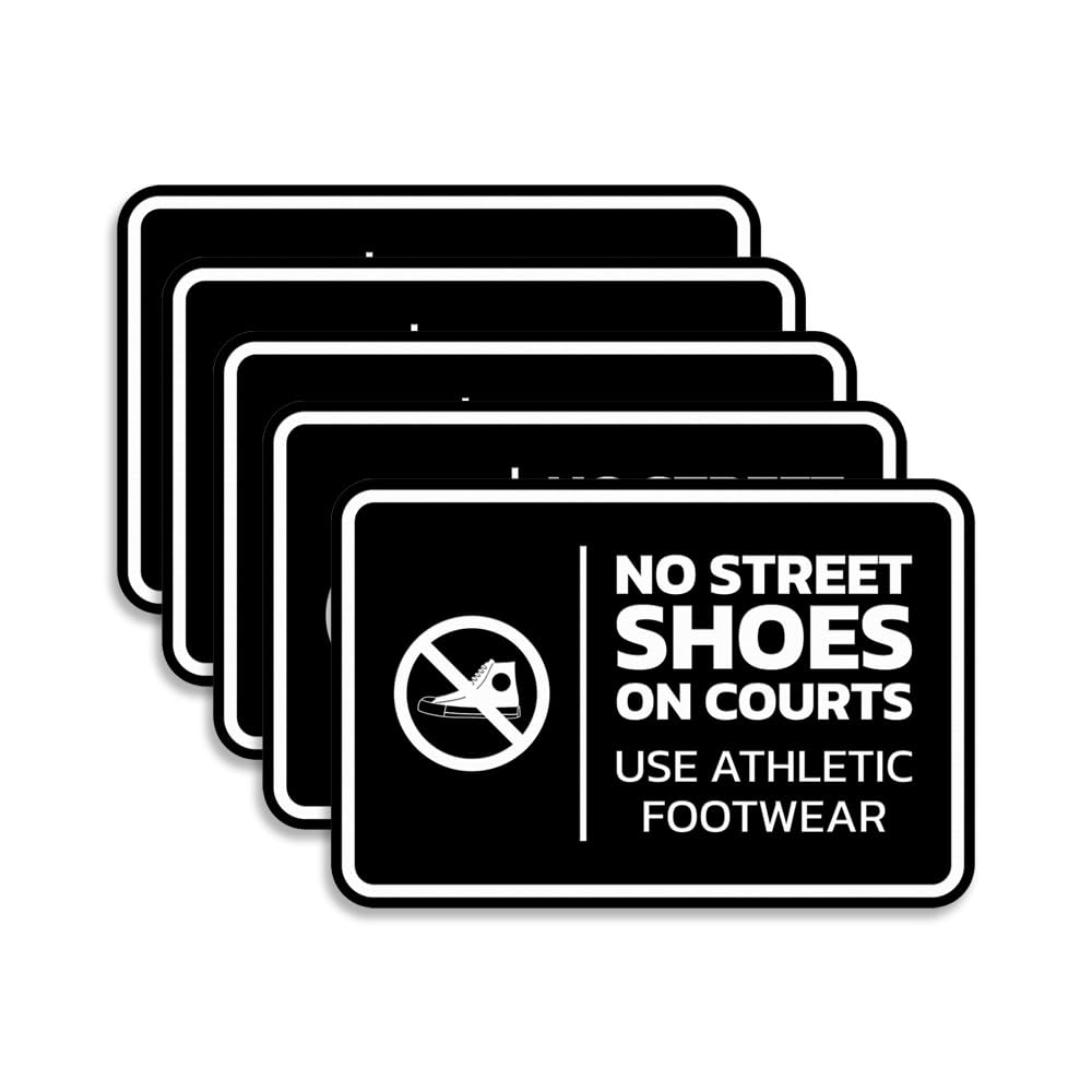Signs ByLITA Classic Framed No Street Shoes on Courts Use Athletic Footwear Sign (Black) - Large (5 Pack)