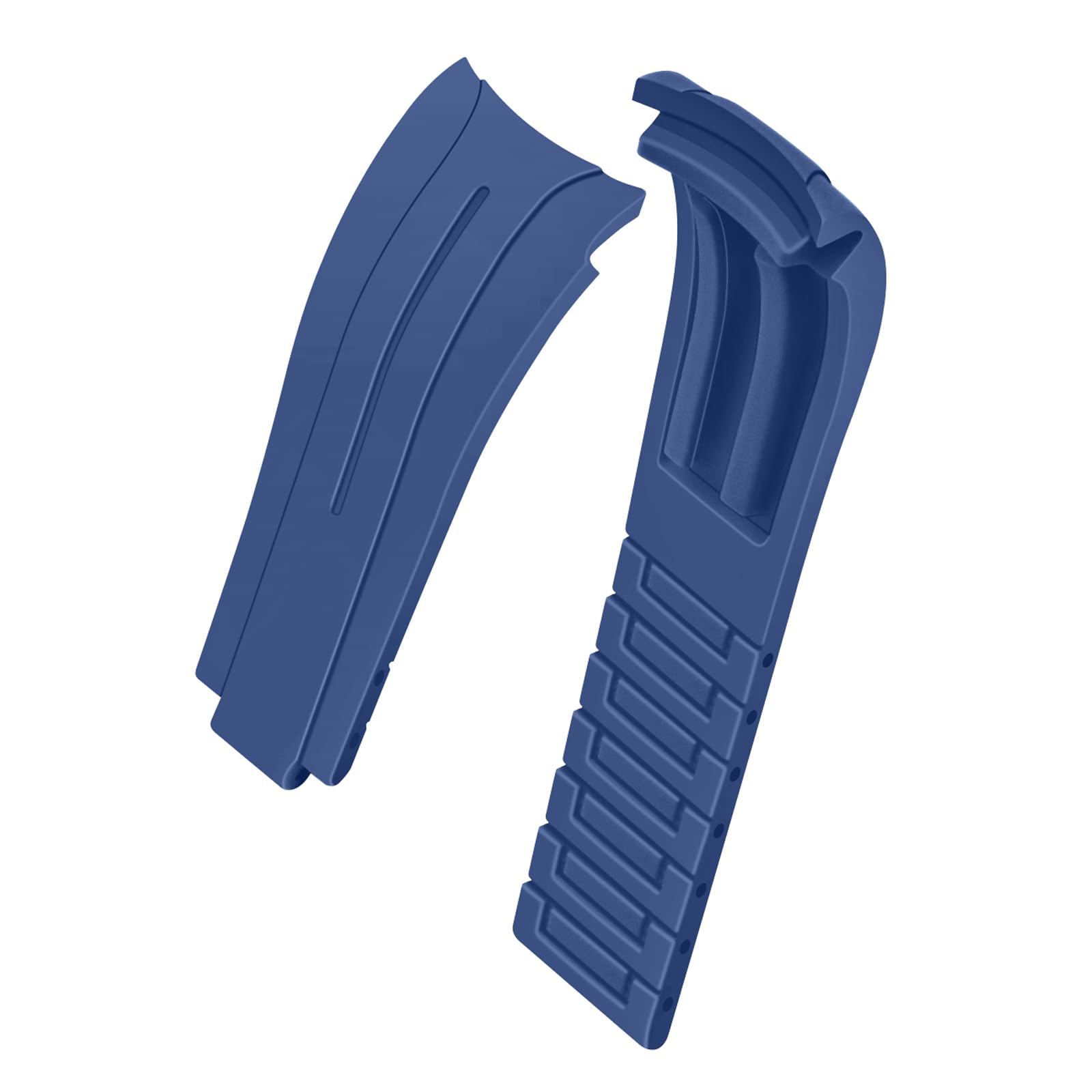 YISIWERA Artigianato Estremità Curve 20mm 22mm Cinturino Cinturino In Gomma Solido Alto Polised Spazzolato Doppio Blocco Fibbia Meccanica per Uomo Donna