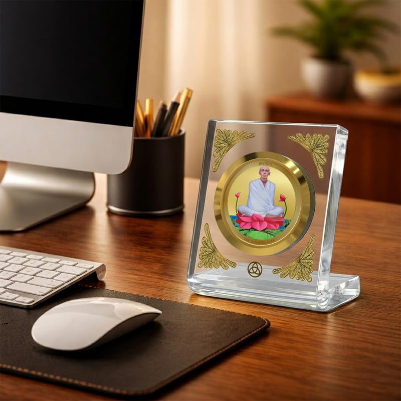 Image of DIVINITI 24K Gold Plated Religious Car Dashboard Frame | Premium God Idol Frame for Car, Home Mandir & Office Table | Spiritual Gift, Decorative Showpiece