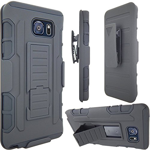 Galaxy Note 5 Case, ATUS(TM) Dual Layer Kick Stand Holster With Swivel Belt Clip For Samsung Galaxy Note 5 with Stylus Pen (Black/ Black)