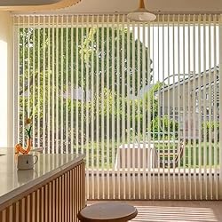 Cortinas Verticales Screen Cortina Lamas Verticales 60cm 70cm 80cm 90cm 100cm 120cm,Persianas Verticales Translúcida,Persianas Venecianas Verticales para Ventanas,Cortinas De Tela De Lamas Decorativas,W×H-120x210cm/47x83in