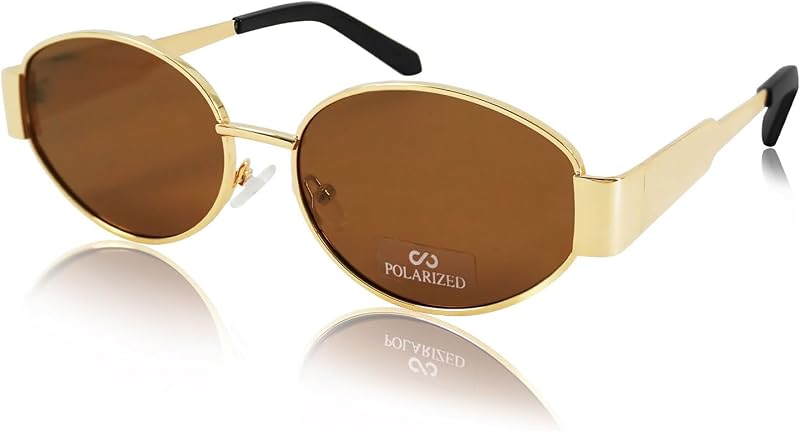 JiSoo Gold Retro Oval Sunglasses for Women - Polarized Sunglasses Women Vintage Trendy Sun Glasses 2025