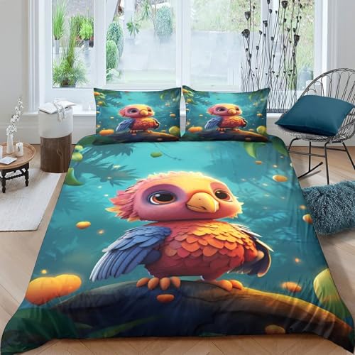 Housse de couette oiseau 3D avec fermeture éclair résistante parure de lit single 135x200 - 4