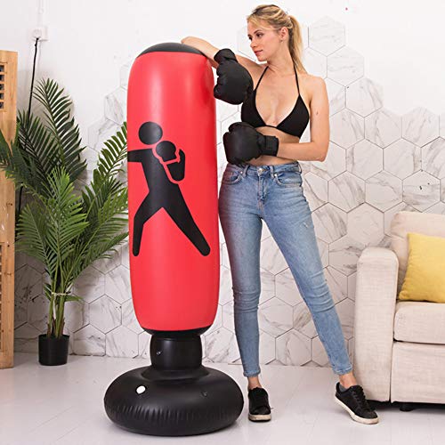 Saco de boxe de PVC para boxe, Romacci Saco de soco de boxe inflável de PVC 160cm em pé Tumbler Home