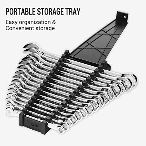 Dekopro KITCHEN-355 Combination Wrench Set, Metric, 15-Piece, 8-22Mm, 12-Point, Chrome Vanadium Steel, With Plastic Tray thumb #5
