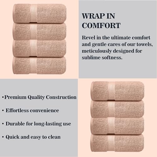 Image of Sulfar 100% Combed Cotton, Quick Drying Highly Absorbent, Luxury Hand Towel Set (Pack of 4, 40 X 70 cm) Nature Lux