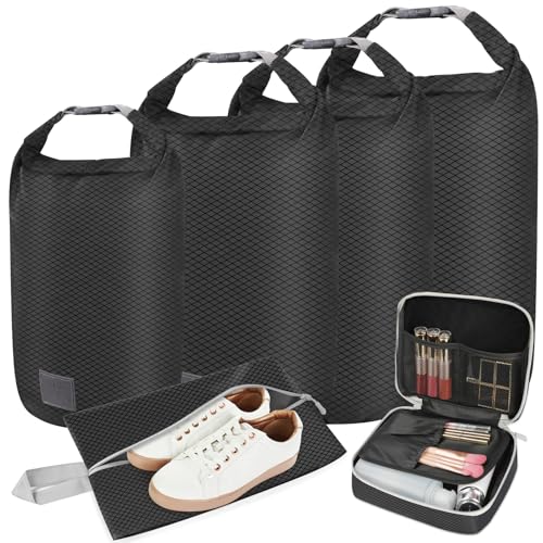 Aevcvok 6 Piezas Organizador Maleta Compresion, Bolsas Organizadoras Maleta con Cierre de Rollo, Bolsas Compresion Viaje, Packing Cubes for Ropa, Zapato, Cosmético (Negro）