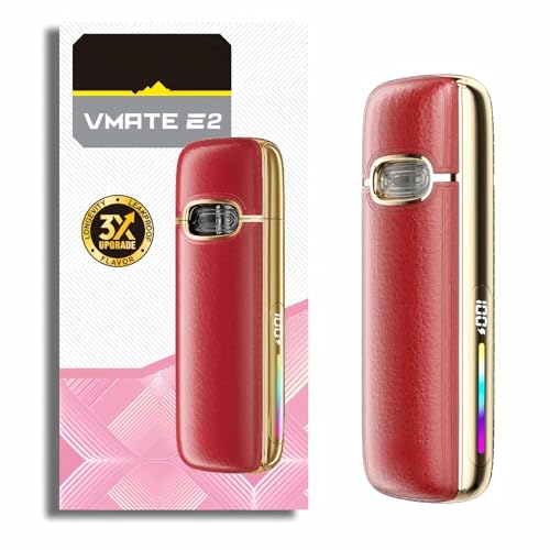 For VOOPOO Vmate E2 Kit Built in 1500mAh Battery 3ml Vmate Top Fill Cartridge 0.4ohm/0.7ohm Auto Draw Activated Adjustable Airflow Smart Mode Electronic Cigarette Vaporizer (Rojo rosa)