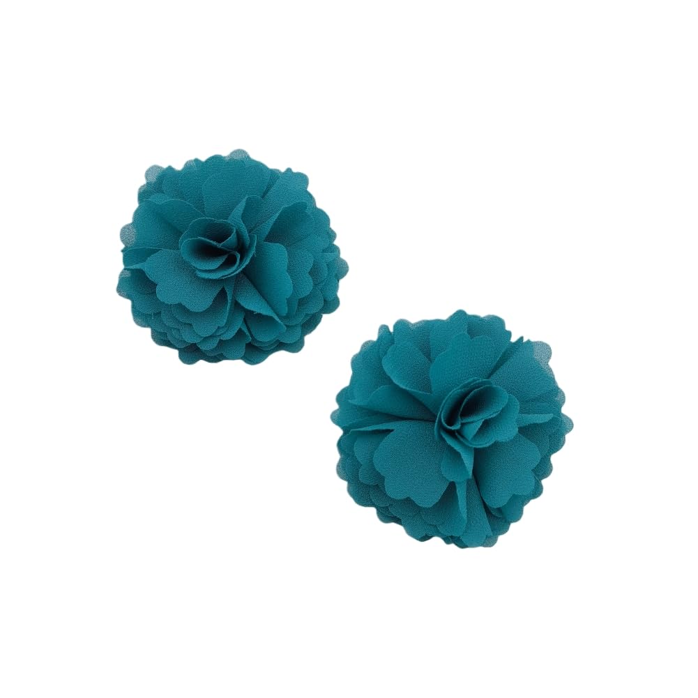 High Heel Chiffon Ribbon Rose Flower Fashion Sandals Shoe Clips Charms Decoration Pair