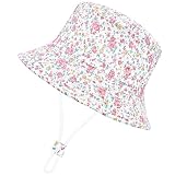 CHEESANHERR Sombrero de Sol Niño Niña, Gorro Bebe Verano, Sombrero de Playa Pescador Gorros Proteccion UV Unisexo Sombreros ala Ancha para Exteriores (FR/ES, Edad, 1 año, 2 años, Flor Rosa)