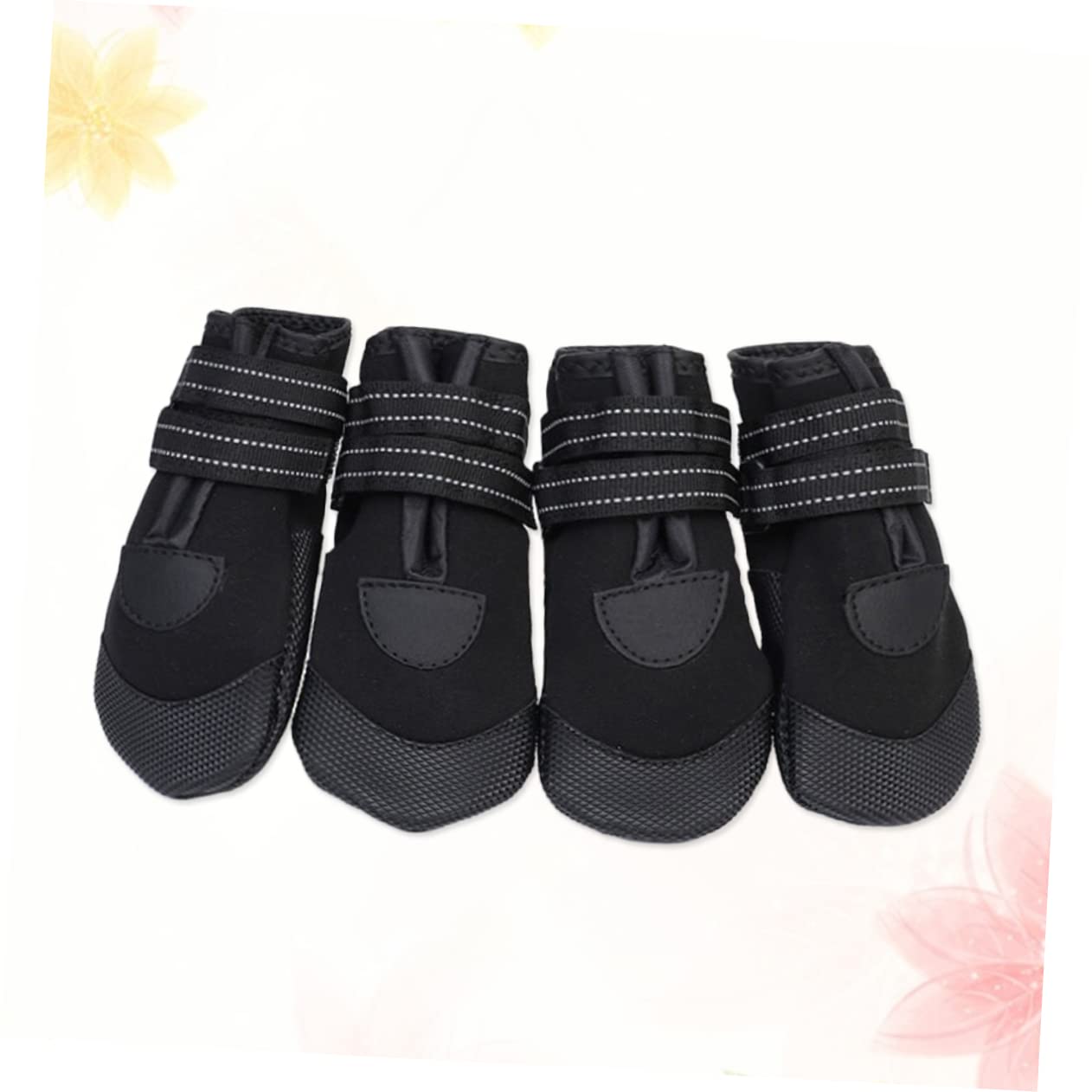FOMIYES Lot de 2 Paires de Chaussures de Marche pour Chiens en Maille Réfléchissante Non Confortables pour Petits Chiens Bottines Noires pour Animaux de Compagnie 4 Pièces
