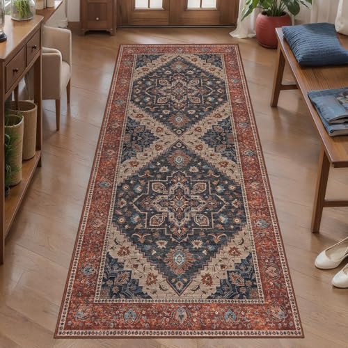 Image of Tangsoo 2x5 Washable Runner Rugs for Hallway, Vintage Non Slip Rug Runner
