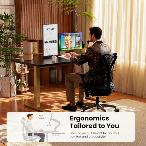Image of ErGear Height Adjustable Electric Standing Desk, 32 x 19 Inches Sit Stand up Desk, Memory Computer Home Office Desk, Black+Gold