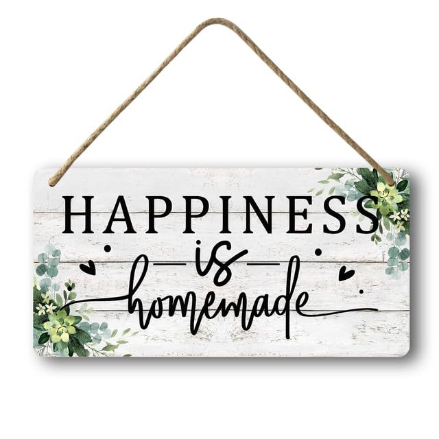 Geroclonup Kitchen Sign Farmhouse Kitchen Wood Sign Happiness Is Homemade Sign Rustic Funny Kitchen Wall Decor for Dining Room Housewarming New House Home 15x30cm