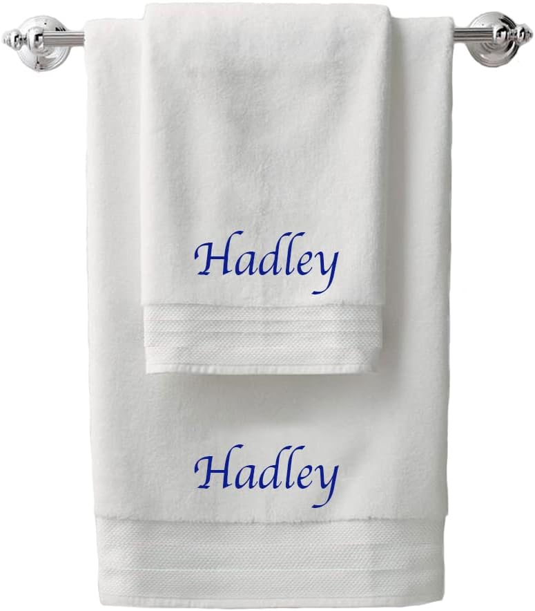 Liberty21 Luxury Monogrammed Personalized Embroidered Bath & Hand Towels, 100