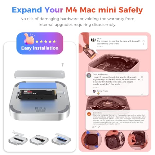 Image of 40Gbps M.2 NVMe SSD Enclosure for Mac mini M4 /Pro, Designed for Always-on Setups, External Storage Upgrade, Supports up to 8TB, Compatible with Thunderbolt 4 /3, USB4 /3.2 /3.0, Fits 2230 /2242 /2260 /2280