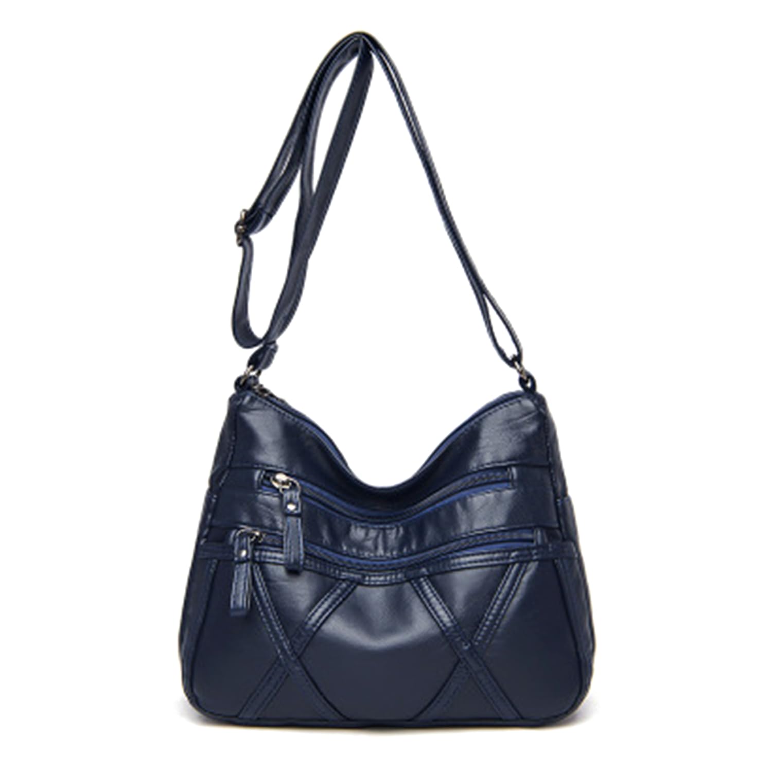 Triple Zip Crossbody Bags for Women Multiple Pockets Bag Ladies houlder Handbags with
