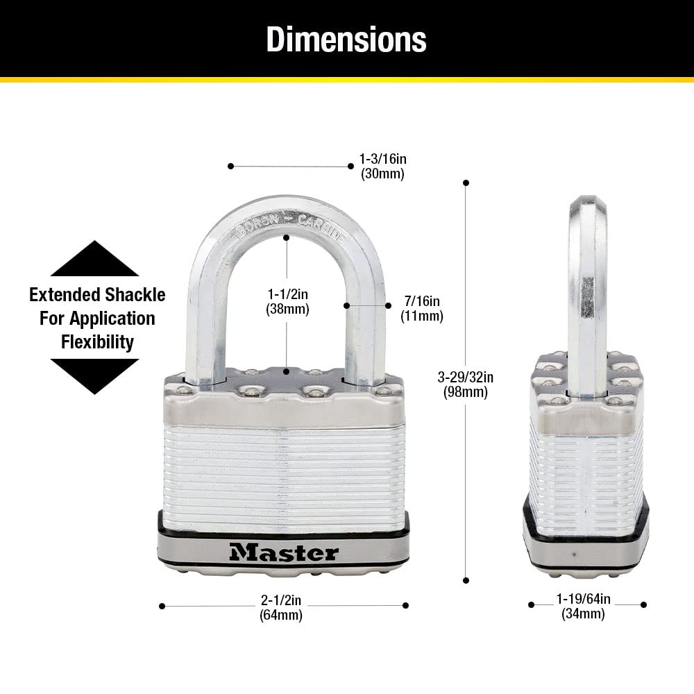 Master Lock M15XTLF Magnum Heavy Duty Outdoor Padlock with Key, 2